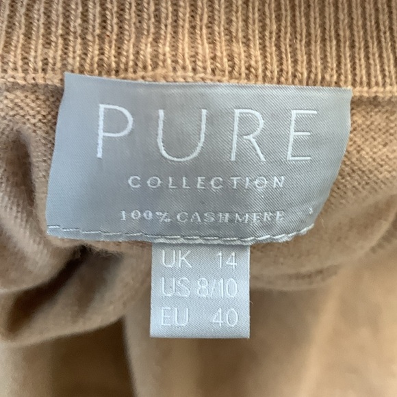 Pure collection cashmere size 8/10 luxury Cozy Tan Turtleneck Sweater High-Low‎ - Picture 8 of 9